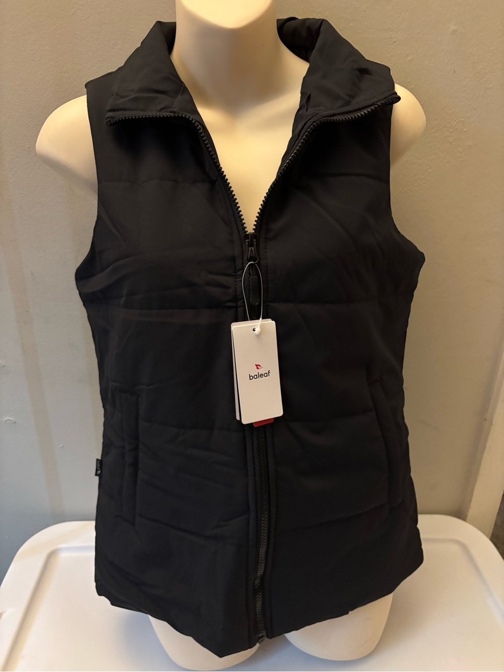 Baleaf Women's Black Quilted Puffer Vest with Stand Collar